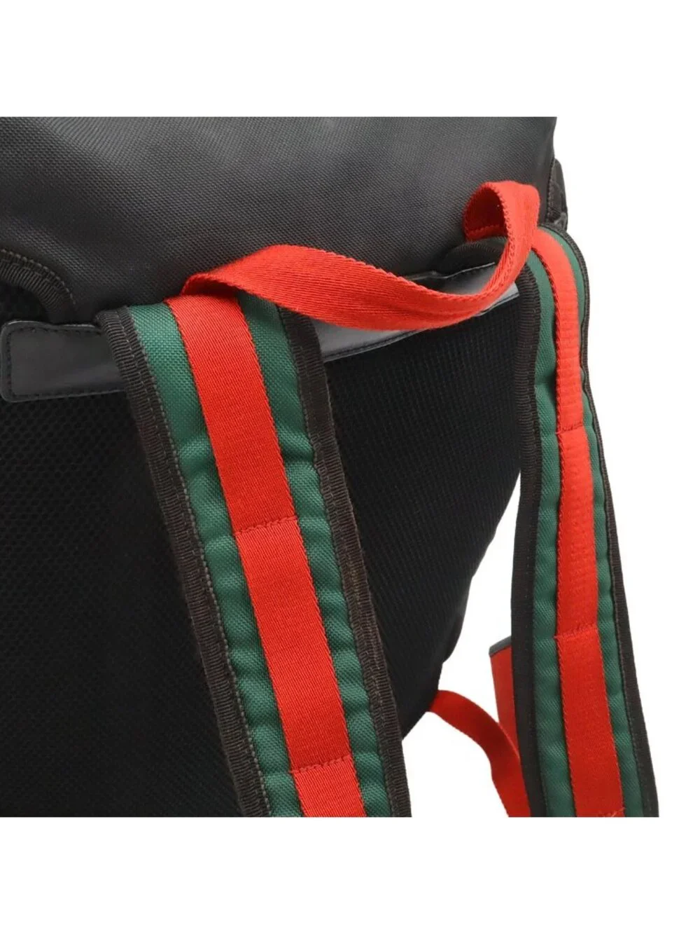 Gucci Techno Canvas Web Line Sherry Cat Head Backpack Leather Black